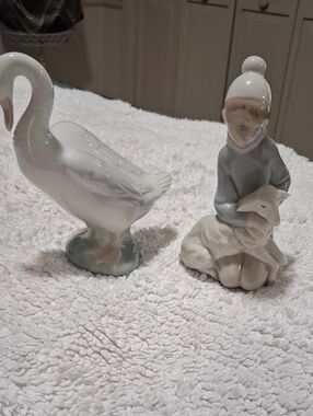 Lladro Goose & Shepard Boy with Lamb Bundle